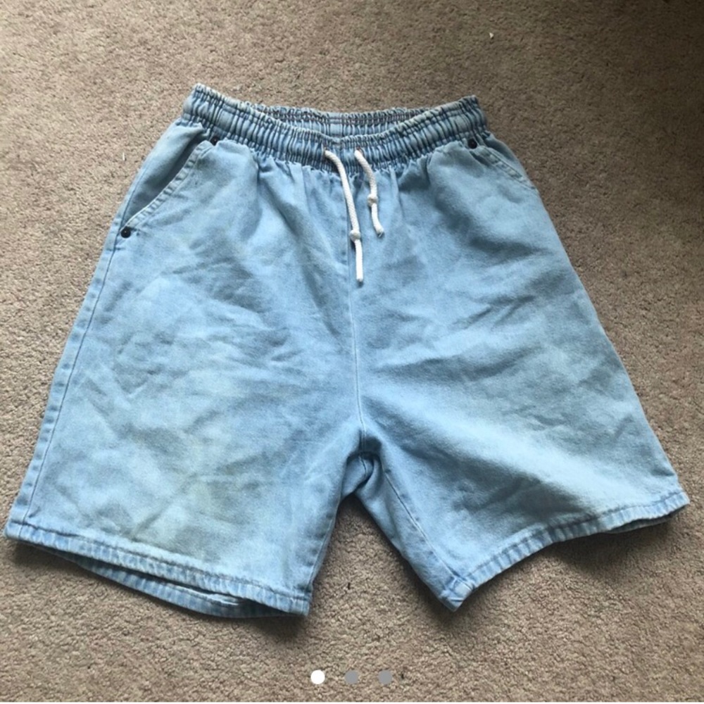 Denim blue jean shorts drawstring high waisted